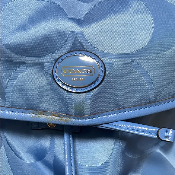 Coach Signature Pattern Blue Backpack - Picture 2 of 4